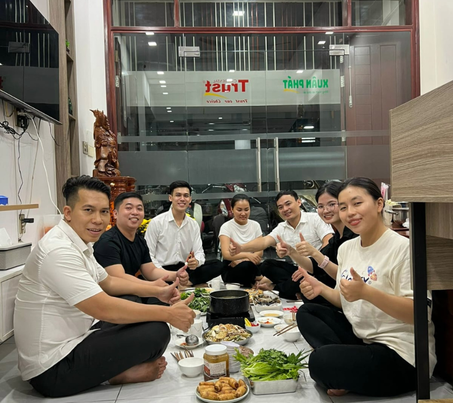 Vietnam Trails Travels team at office dinner