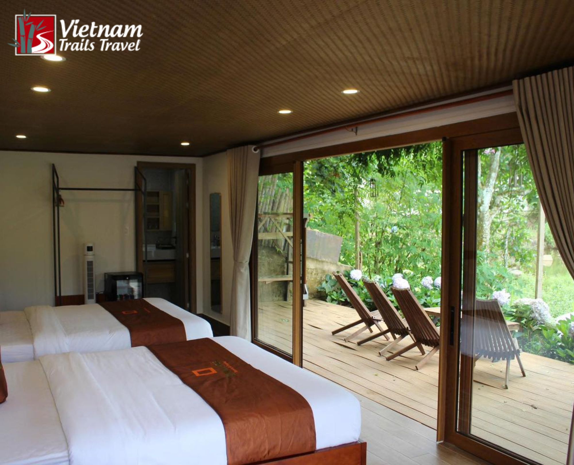 Interior of a boutique bungalow at Q Village in Da Lat