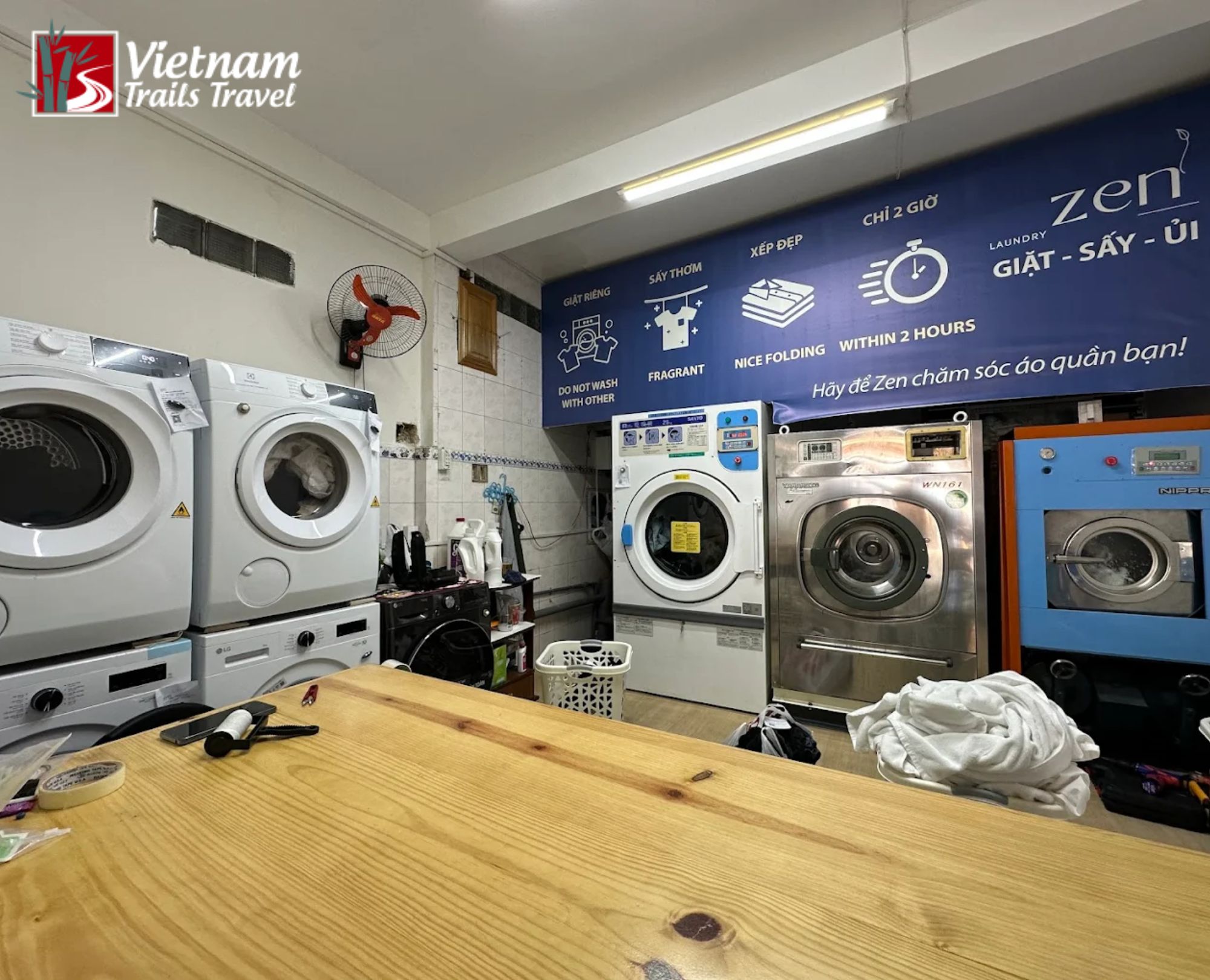 Self-service and professional laundry service in Da Lat city center