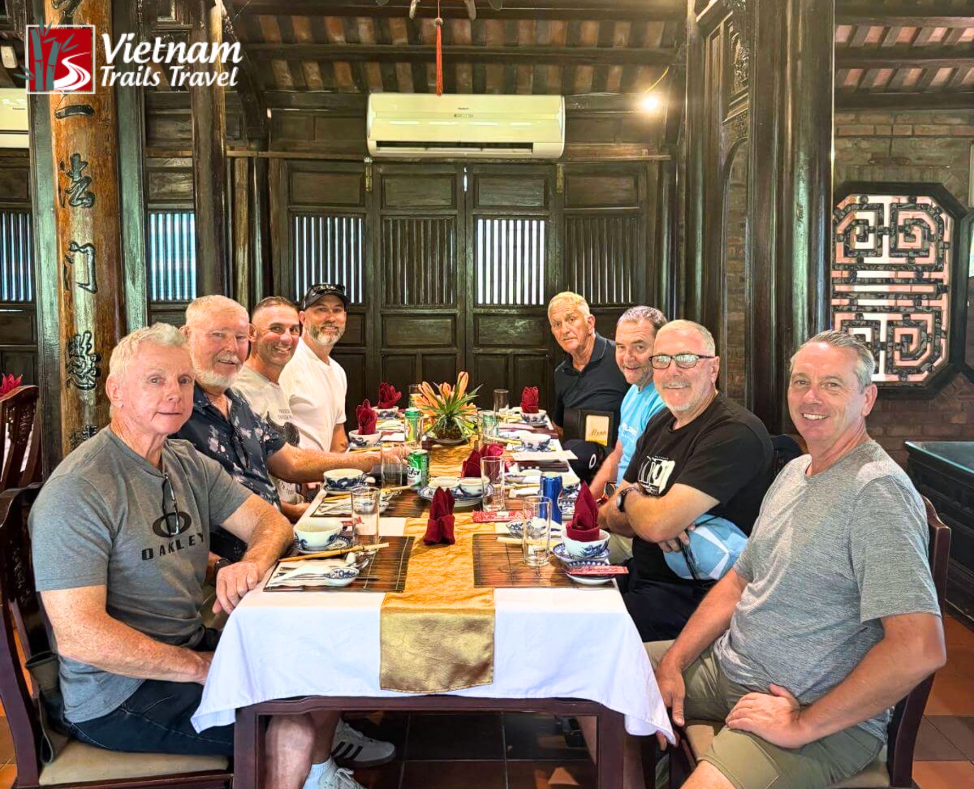 Group lunch at a traditional Vietnamese restaurant in Hue