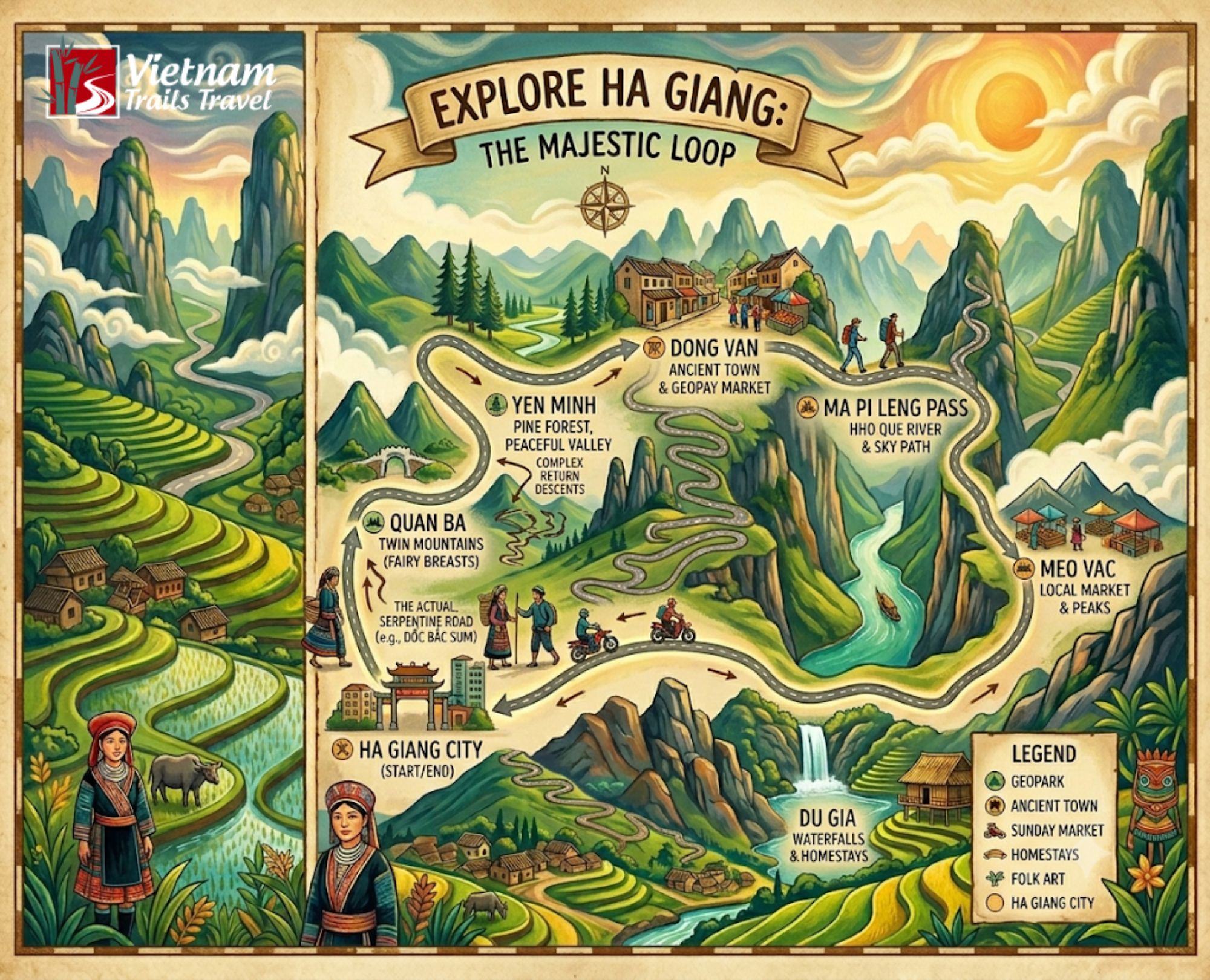 Hà Giang travel map, detailed information about each super hot tourist attraction here