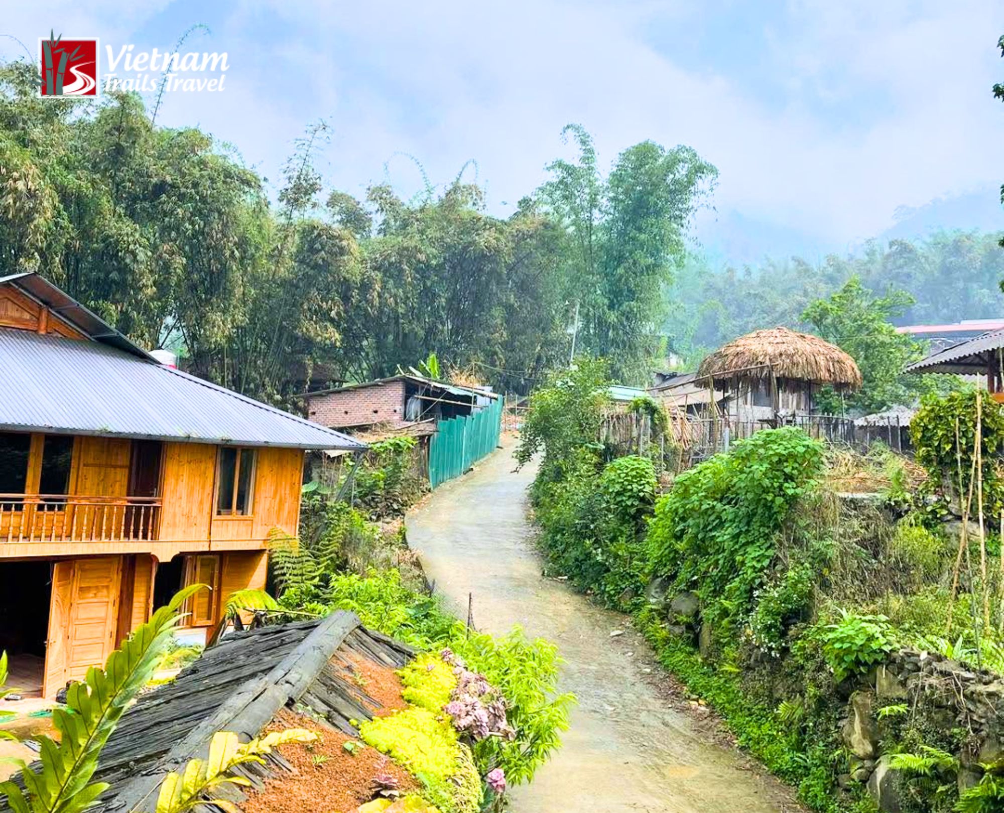 Architectural overview of higher altitude H'mong houses in Su Pan village