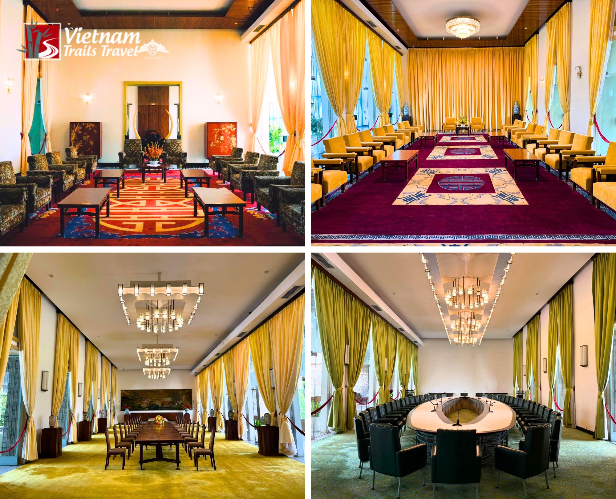 Interior view of the historic palace living and working spaces where state affairs were conducted amid gold and red décor