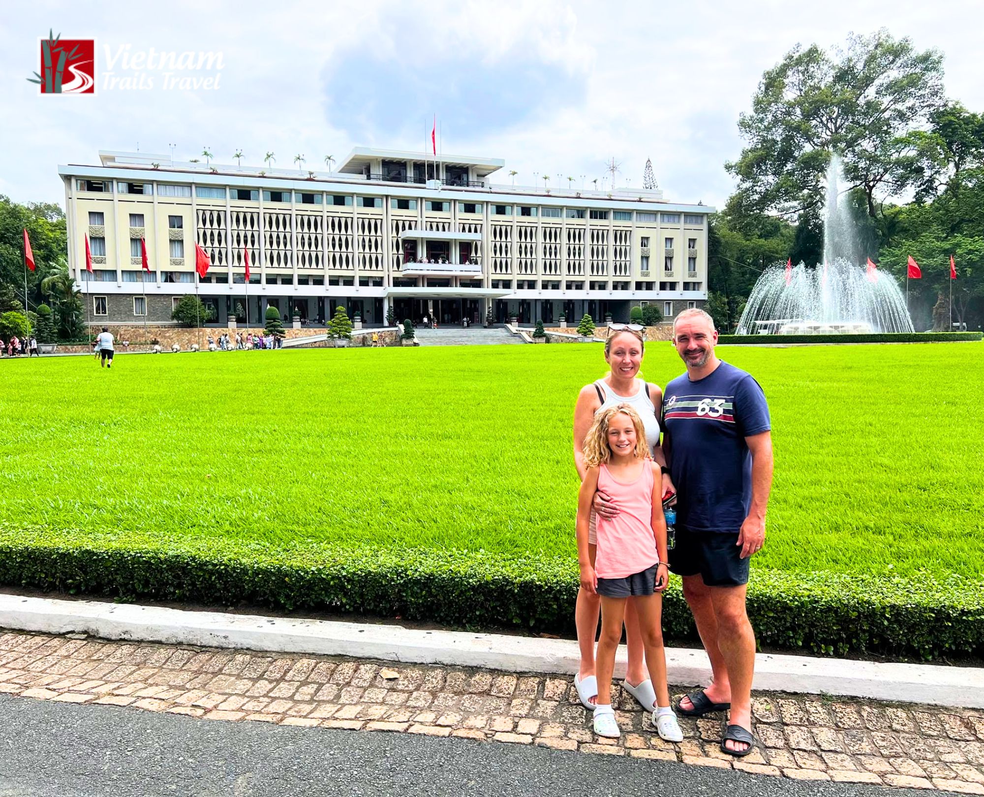 Warm family photo taken during a visit to Independence Palace