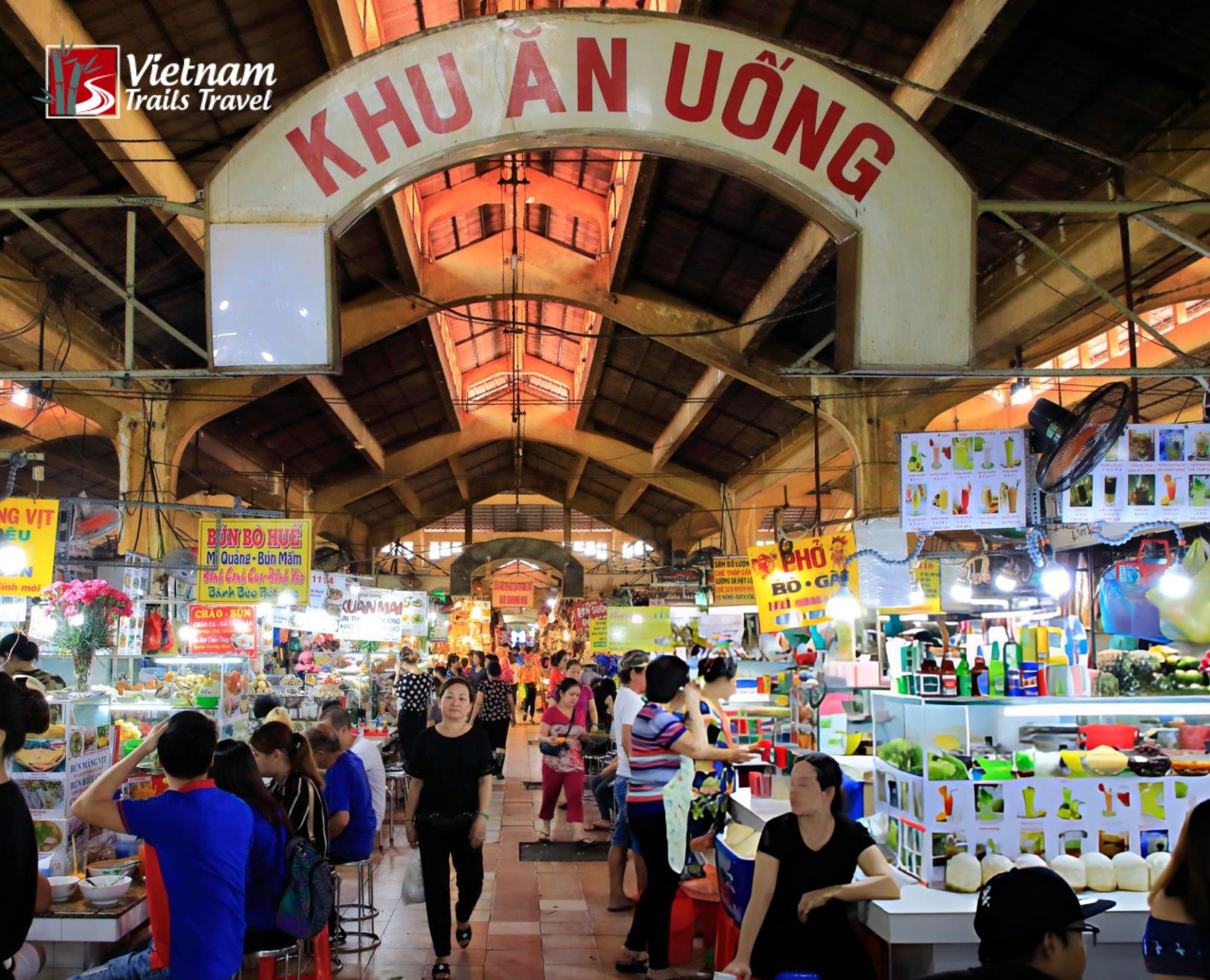 Food court area inside Ben Thanh Market Ho Chi Minh City
