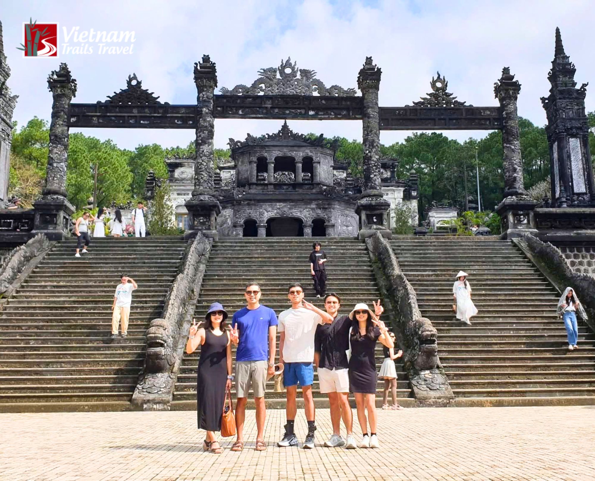International guests discovering cultural heritage at Khai Dinh Tomb in Hue