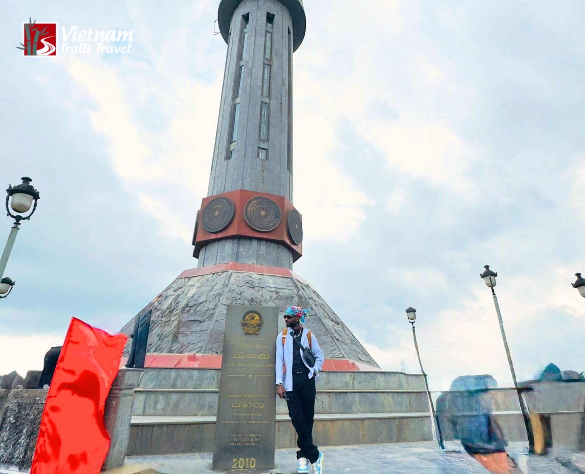 Standing at the sacred flagpole in Lung Cu and enjoying the amazing scenery